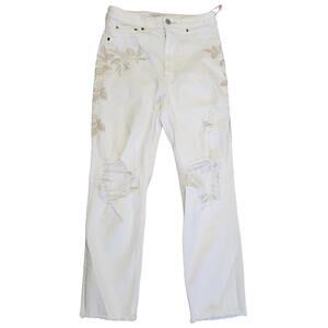 Abercrombie and Fitch Zoe Natural Rise Ankle Straight White Jeans US 4R